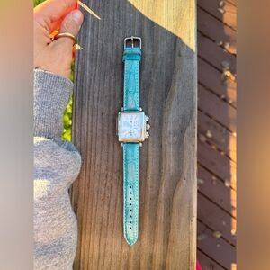 RARE* MICHELE Genuine Alligator Leather Strap Watch